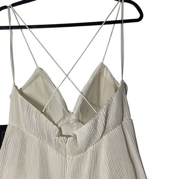 Ieena Mac Duggal 49083 White Ruffle V-Neck Spaghetti Strap Maxi Gown Size 10 - Picture 6 of 8